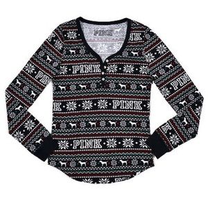 VS PINK Fair Isle Dog Print Sleep Shirt